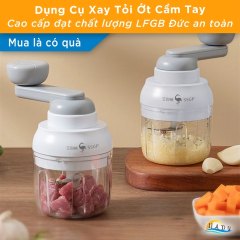 Máy Xay Tỏi Ớt Mini Cao Cấp – Tay Quay Cơ, Bánh Răng Vi Sai, Lưỡi Dao Sắc Bén 420, Đạt Tiêu Chuẩn LFGB Đức SSGP