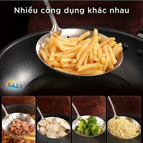 Vợt Vớt Lẩu Inox 304 SSGP, Cán Dài 42cm Cách Nhiệt, Lưới Lọc Lớn, Chống Nóng, Đạt Chất Lượng LFGB Đức