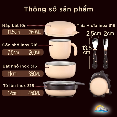 Bộ Bát Ăn Dặm Cho Bé Inox 316 Đạt Tiêu Chuẩn Chất Lượng LFGB Đức SSGP