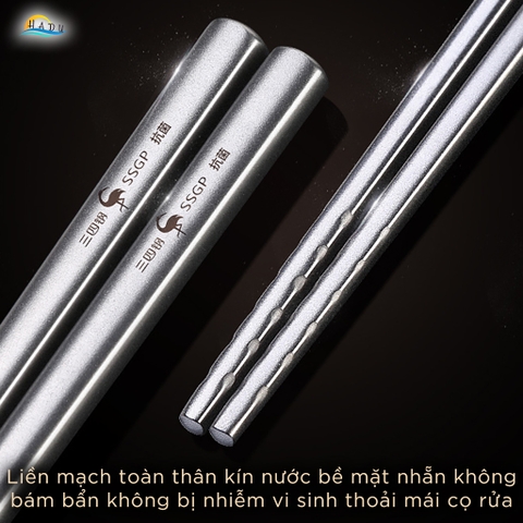 [Hộp 5 Đôi] Đũa Inox 304 Chống Trượt Cao Cấp Kiểu Hàn Quốc Đạt Chất Lượng Đức SSGP