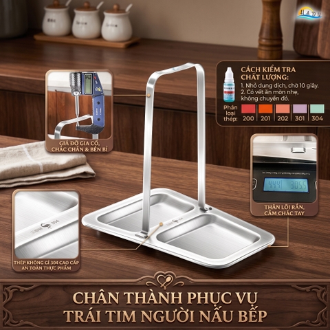 Giá Đỡ Khay Đựng Vung Nồi Gác Muôi Thìa Đa Năng Inox 304 Cao Cấp Chống Gỉ SSGP Berlin Classic