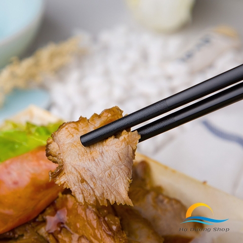 Bộ 10 Đôi Đũa Hợp Kim HADU Chuôi Inox 304, Kháng Khuẩn, Chống Trơn, 27cm, Màu Đen Xanh Bạc