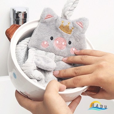 Khăn Lau Tay Nhà Bếp Treo Tường Siêu Thấm Dễ Thương Có Móc Treo Cao Cấp HADU