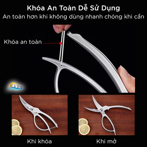 Kéo Cắt Gà Trợ Lực Nhà Bếp Cao Cấp SSGP, Kéo Cắt Thực Phẩm Cộng Lực Không Gỉ Đạt Chất Lượng LFGB Đức
