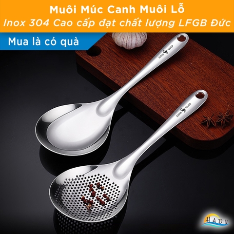 Muôi Múc Canh Inox 304 SSGP, Lòng Sâu, Tay Cầm Rộng Chống Trượt, Đạt Chất Lượng LFGB Đức