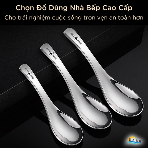 Thìa Sâu Lòng Inox 316L SSGP, Muỗng Ăn Cơm Canh Phở Dày Dặn, Sáng Bóng Cao Cấp Đạt Chất Lượng LFGB Đức
