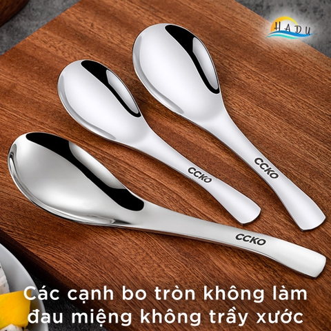 Thìa Ăn Phở Inox 304 CCKO, Đúc Nguyên Khối, Sang Trọng, Nhiều Size