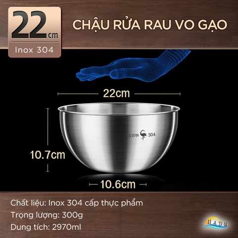 Rổ Inox Lưới Vo Gạo Inox 304 Cao Cấp SSGP, Chậu Inox Rửa Rau Kháng Khuẩn Đạt Chất Lượng LFGB Đức