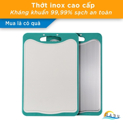 Thớt Inox 304 Kháng Khuẩn Cao Cấp 2 Mặt Size Lớn Đạt Chất Lượng Đức HADU