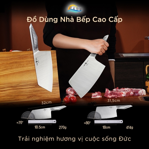 Bộ 2 Dao Bếp SSGP Thép 40Cr13, Gồm Dao Chặt và Dao Thái, Đạt Chất Lượng LFGB Đức