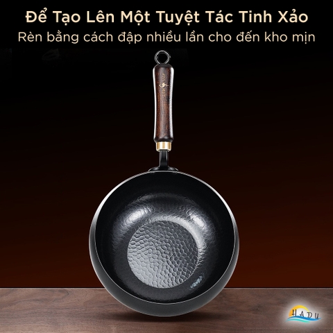 Chảo Sắt Rèn Thủ Công SSGP 28cm Đã Tôi, Chảo Gang Sâu Lòng Chống Dính Tự Nhiên Dùng Bếp Từ, Kèm Nắp