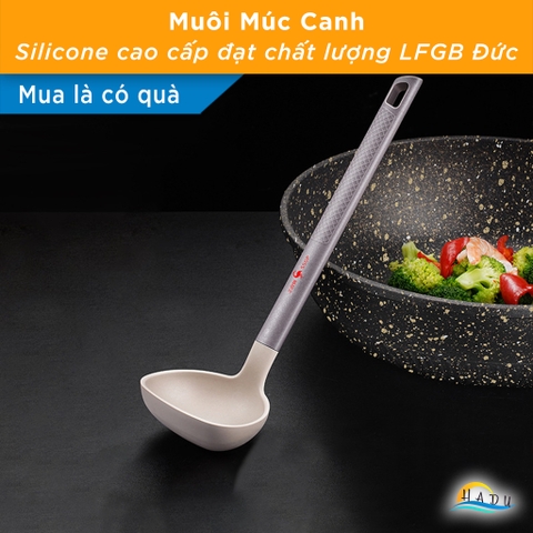Muôi Múc Canh Ăn Lẩu Silicone Cao Cấp Không Mùi An Toàn Với Lớp Chống Dính Đạt Chất Lượng LFGB Đức SSGP