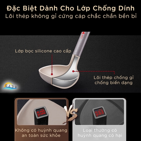 Muôi Múc Canh Ăn Lẩu Silicone Cao Cấp Không Mùi An Toàn Với Lớp Chống Dính Đạt Chất Lượng LFGB Đức SSGP