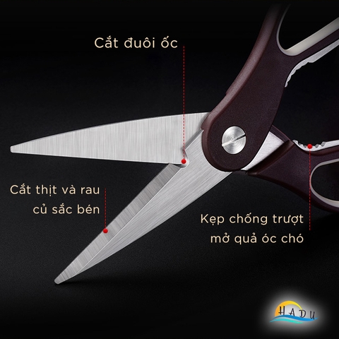 Kéo cắt gà nhà bếp inox độ cứng cao đạt tiêu chuẩn chất lượng Đức, kéo đa năng làm bếp cao cấp tay cầm cao su mềm SSGP