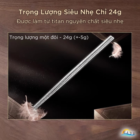 Hộp 5 Đôi Đũa Titan Nguyên Chất 99.8% SSGP Siêu Nhẹ, Đũa Ăn Cơm Rỗng Cách Nhiệt, Chống Mốc Đạt Chất Lượng LFGB Đức