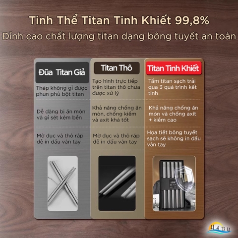 Hộp 5 Đôi Đũa Titan Nguyên Chất 99.8% SSGP Siêu Nhẹ, Đũa Ăn Cơm Rỗng Cách Nhiệt, Chống Mốc Đạt Chất Lượng LFGB Đức