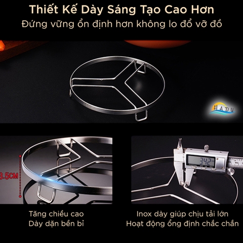 Giá Hấp Inox 304 SSGP, 3 Chân Chắc Chắn, Đường Kính 16cm 18cm, Hấp Bánh Bao, Rau Củ, Đạt Chất Lượng LFGB Đức