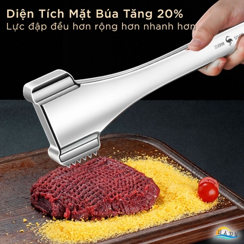 Búa Dập Thịt Inox 304 Cao Cấp – 36 Gai Nhọn, Đầu Rỗng Giảm Trọng Lượng, Móc Treo Tiện Lợi, Đạt Tiêu Chuẩn LFGB Đức SSGP