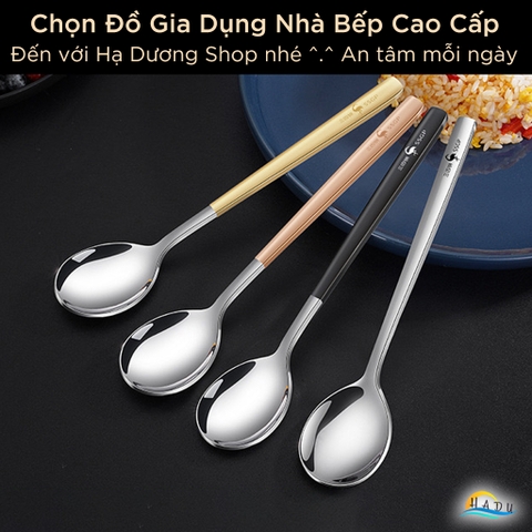 [Hộp 4 Cái] Thìa Ăn Cơm Inox 316L SSGP, Kháng Khuẩn, Dài 18.8cm, Đạt Chất Lượng LFGB Đức