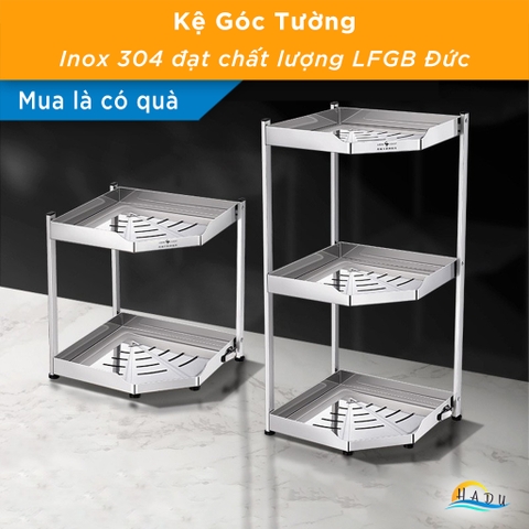 Kệ Góc Bếp Inox 304 SSGP, 2 Tầng, Gấp Gọn, Đạt Chất Lượng LFGB Đức
