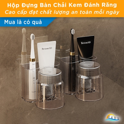 Kệ Đựng Bàn Chải Kem Đánh Răng CCKO Treo Tường, Giá Treo Cốc Úp Ngược Chống Bụi, Nhựa PET Cao Cấp