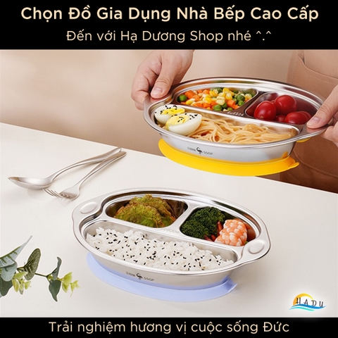 Khay Ăn Dặm Inox 304 Cho Bé – Silicone Chống Đổ, An Toàn, Dễ Dàng Vệ Sinh SSGP