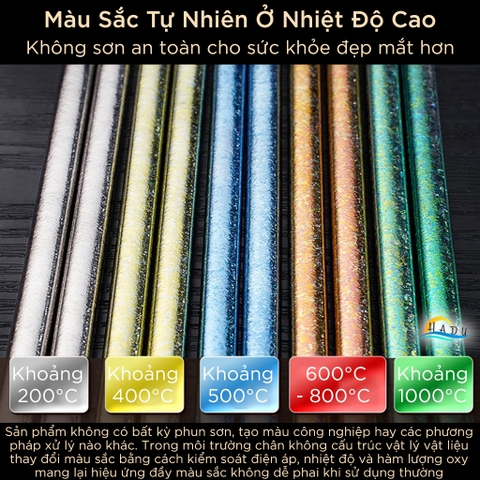 Bộ 5 Đôi Đũa Titan SSGP Nguyên Chất, Kháng Khuẩn, Cách Nhiệt, Đạt Chất Lượng LFGB Đức