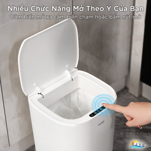 Thùng Rác Cảm Ứng Tự Động CCKO 14L, Chống Nước IPX5, Nắp Kín Ngăn Mùi, Nhiều Màu