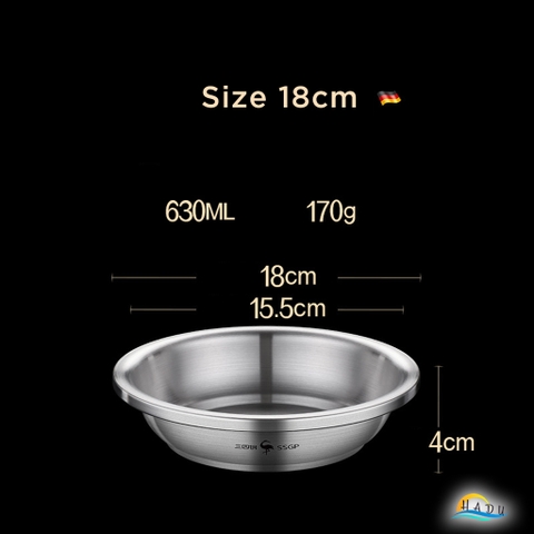 Đĩa Inox 304 Sâu Lòng SSGP, Chống Trầy, Xếp Chồng Gọn, Nhiều Size, Đạt Chất Lượng LFGB Đức