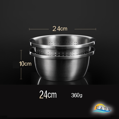 Bộ Rổ và Chậu Inox 304 SSGP, Đa Năng Rửa Rau Củ, Xếp Chồng Gọn, Nhiều Size, Đạt Chất Lượng LFGB Đức