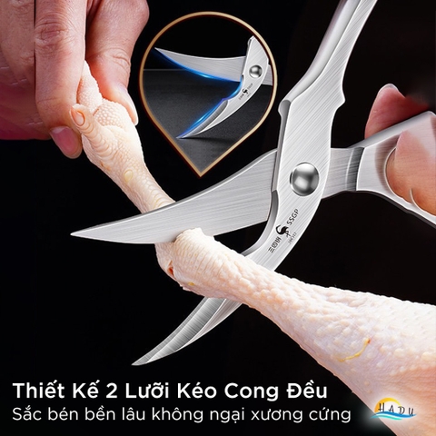 Kéo Cắt Gà Trợ Lực Nhà Bếp Cao Cấp SSGP, Kéo Cắt Thực Phẩm Cộng Lực Không Gỉ Đạt Chất Lượng LFGB Đức