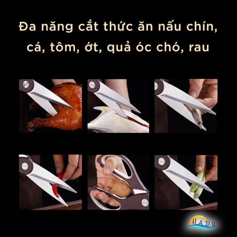 Kéo cắt gà nhà bếp inox độ cứng cao đạt tiêu chuẩn chất lượng Đức, kéo đa năng làm bếp cao cấp tay cầm cao su mềm SSGP