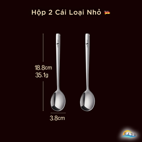 Bộ 2 Thìa Ăn Phở Inox 316L SSGP, Đúc Nguyên Khối, Lòng Sâu, Dài 21.5cm, Đạt Chất Lượng LFGB Đức