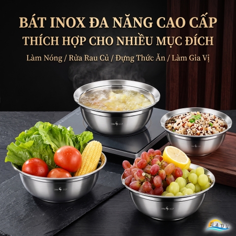Thau Bát Tô Chậu Inox 316 Cao Cấp Chống Trào Đa Năng Dày Dặn Dùng Được Bếp Từ Bếp Gas SSGP