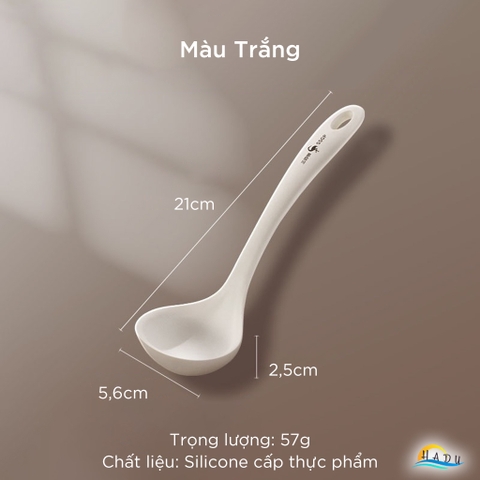 Muôi Múc Canh Silicone 21cm SSGP, Vá Canh Chống Dính Nhỏ Gọn Ăn Lẩu, Múc Cơm, Bảo Vệ Nồi Chảo