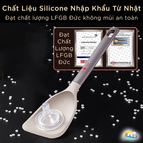 Xẻng Nấu Ăn Ngắn Silicone Cao Cấp Không Mùi An Toàn Với Lớp Chống Dính Đạt Chất Lượng LFGB Đức SSGP