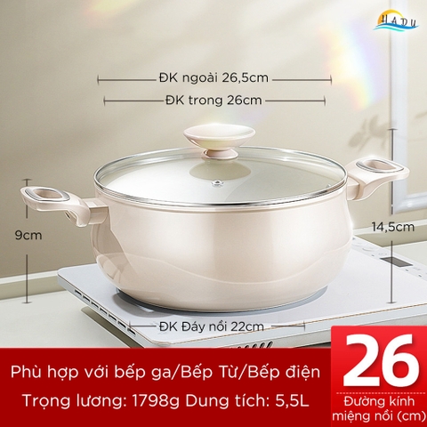 Nồi Chống Dính Bếp Từ SSGP Titan Gốm, 20cm 24cm 26cm, Không Teflon, Đạt Chất Lượng LFGB Đức