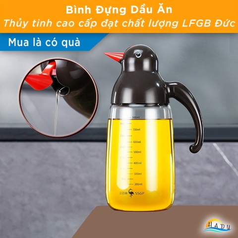 Bình Đựng Dầu Ăn Nước Mắm Thủy Tinh Đa Năng Có Vòi Cao Cấp 800ml Đạt Chất Lượng LFGB Đức SSGP