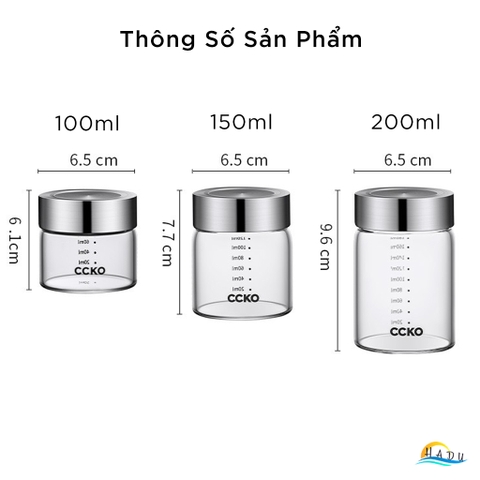 Hũ Chưng Yến Thủy Tinh Borosilicate CCKO, Nắp Inox 304 Kín Hơi, Chịu Nhiệt