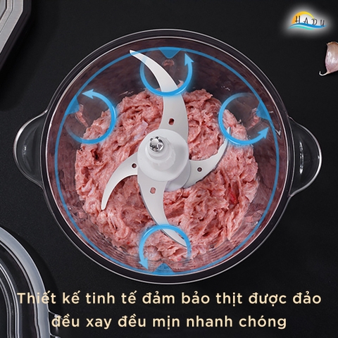 Máy Xay Thịt Cầm Tay Inox 304 Cao Cấp – Dung Tích 2L, Công Suất 400W, Lưỡi Dao Sắc Bén, An Toàn Sức Khỏe SSGP