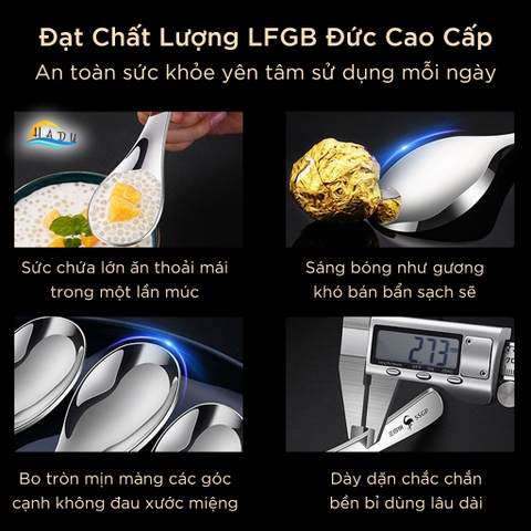 Thìa Sâu Lòng Inox 316L SSGP, Muỗng Ăn Cơm Canh Phở Dày Dặn, Sáng Bóng Cao Cấp Đạt Chất Lượng LFGB Đức