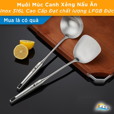 Xẻng Nấu Ăn Inox 316L Kháng Khuẩn Cao Cấp SSGP, Vá Múc Canh Lớn Đạt Chất Lượng LFGB Đức