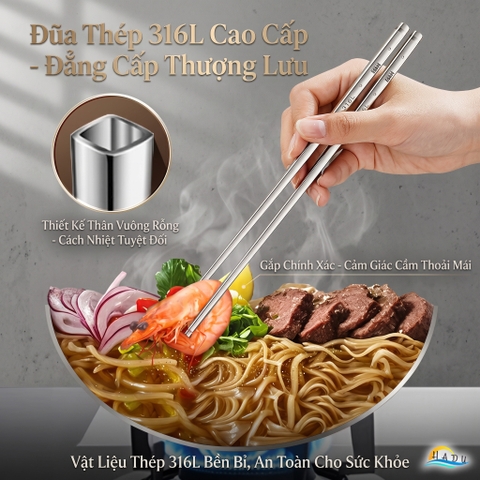 Đũa Ăn Cơm Inox 316L Cao Cấp Sang Trọng Kháng Khuẩn Chống Mốc Chống Trượt Cách Nhiệt SSGP