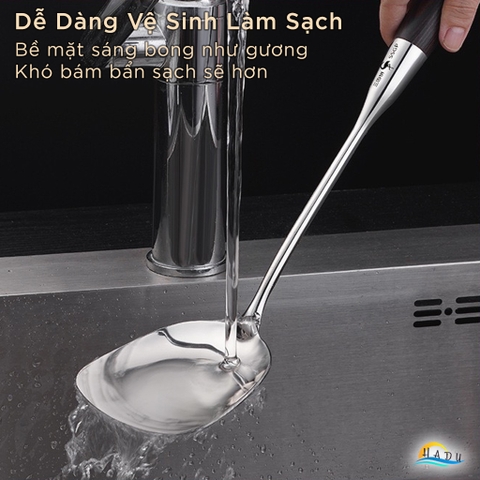 Xẻng Xào Nấu Inox 316L SSGP, Kháng Khuẩn, Tay Cầm Chống Nóng, Dài 39cm, Đạt Chất Lượng LFGB Đức