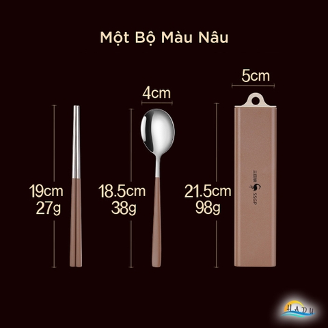 Bộ Thìa Dĩa Du Lịch SSGP Inox 316L, Kèm Hộp Đựng Màu Xanh, Kháng Khuẩn, Đạt Chất Lượng LFGB Đức