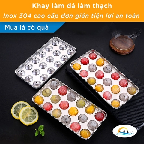Khay Làm Đá Tròn Nhỏ 18 Viên Có Nắp Đậy Cao Cấp Inox 304 Đạt Chất Lượng Đức SSGP