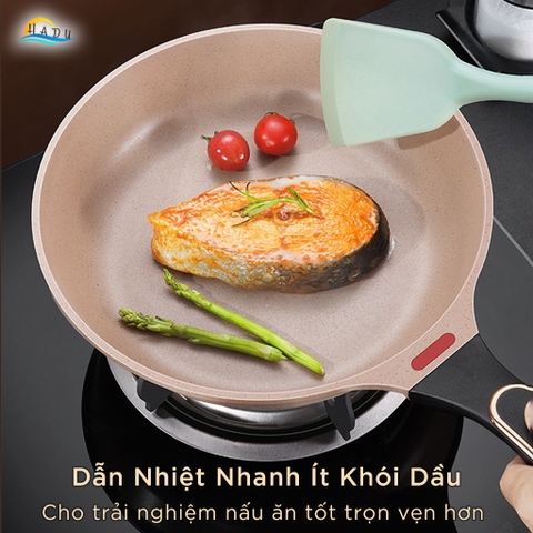 Chảo Chống Dính Lòng Sâu Bếp Từ SSGP 26cm 28cm, Phủ Ceramic Đá, Nắp Kính Tự Đứng, Đạt Chất Lượng LFGB Đức