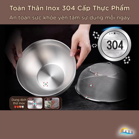 Rổ Inox Lưới Vo Gạo Inox 304 Cao Cấp SSGP, Chậu Inox Rửa Rau Kháng Khuẩn Đạt Chất Lượng LFGB Đức