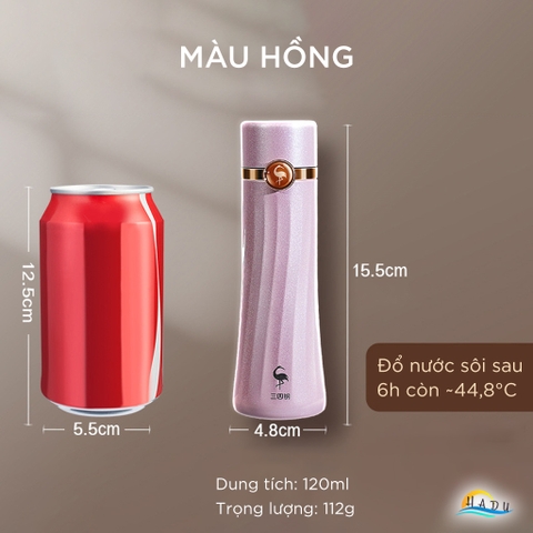 Bình Giữ Nhiệt Mini SSGP Inox 316 120ml, Giữ Nhiệt 6 Giờ, Màu Trắng, Hồng Đạt Chất Lượng LFGB Đức