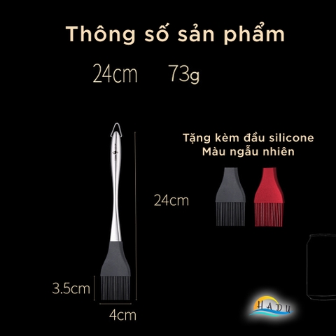 Chổi Quét Dầu Ăn Inox 304 Cao Cấp – Đầu Silicon Chịu Nhiệt, An Toàn Sức Khỏe, Dễ Vệ Sinh SSGP